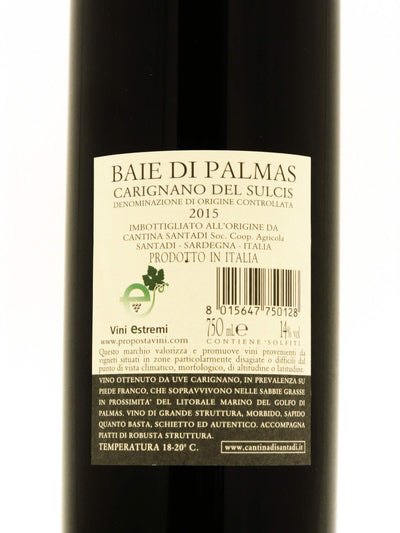 Baie di Palmas Carignano Sulcis – Santadi | dettaglio etichetta vini estremi DOC