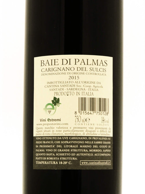 Baie di Palmas Carignano Sulcis – Santadi | dettaglio etichetta vini estremi DOC