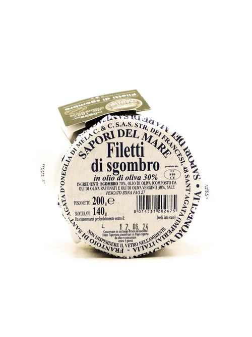 etichetta di Filetti di Sgombro in Olio di Oliva – Frantoio Sant'Agata d'Oneglia