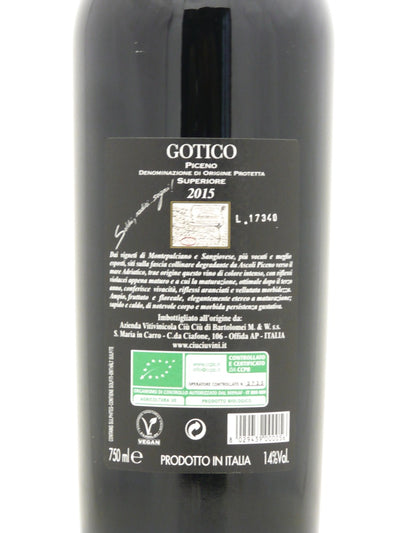 Gotico Rosso Piceno Superiore DOC Ciù Ciù Dettaglio Etichetta