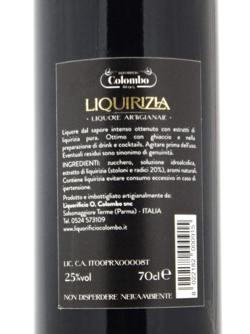 Etichetta del liquore alla liquirizia di Colombo