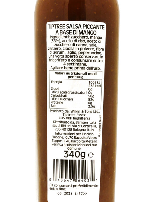 Etichetta della salsa Piccante al Mango di Wilkin & Sons