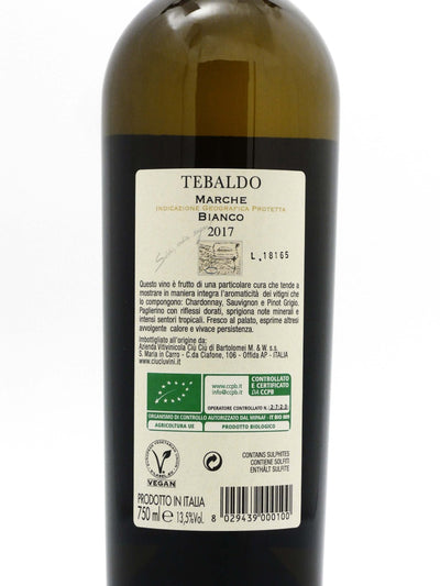 Tebaldo Bianco Marche IGP Biologico Ciù Ciù – dettaglio etichetta