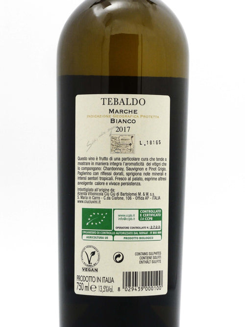 Tebaldo Bianco Marche IGP Biologico Ciù Ciù – dettaglio etichetta