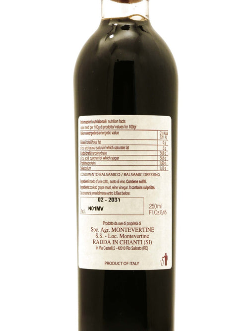 Etichetta di Agretto Montevertine con ingredienti, solfiti e valori nutrizionali