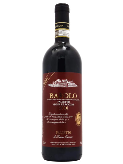 Bottiglia di Barolo Le Rocche del Falletto Riserva Etichetta Rossa Bruno Giacosa, Nebbiolo DOCG delle Langhe