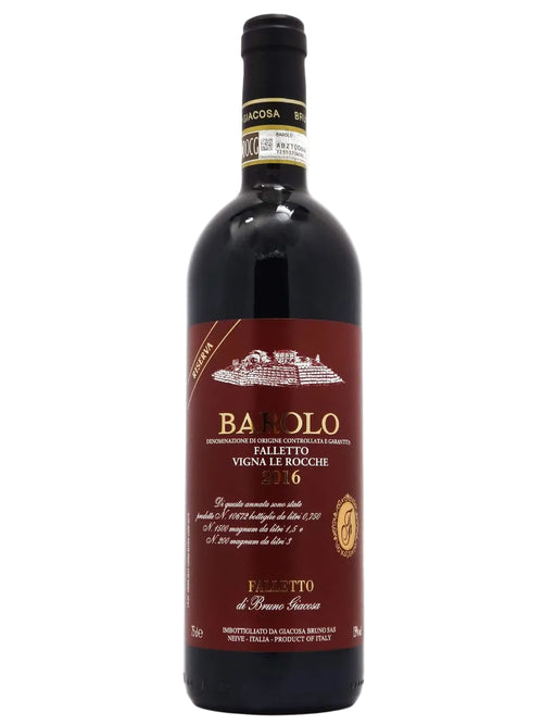 Bottiglia di Barolo Le Rocche del Falletto Riserva Etichetta Rossa Bruno Giacosa, Nebbiolo DOCG delle Langhe