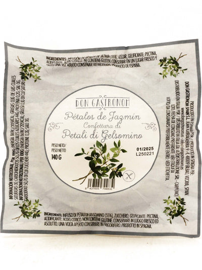 Etichetta con ingredienti e valori nutrizionali della confettura ai petali di Gelsomino di Don Gastronom