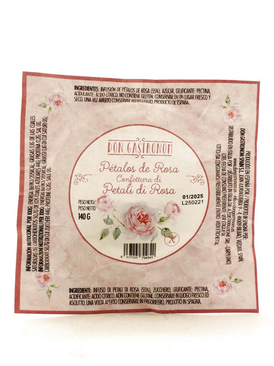 Etichetta della Confettura di Petali di Rosa Don Gastronom con ingredienti e valori nutrizionali