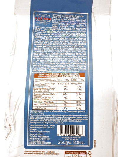 Ingredienti e valori nutrizionali Fette biscottate senza zuccheri aggiunti Corsini 250 g