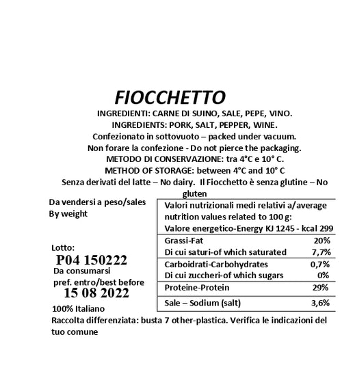 fiocchetto Podere Cadassa etichetta