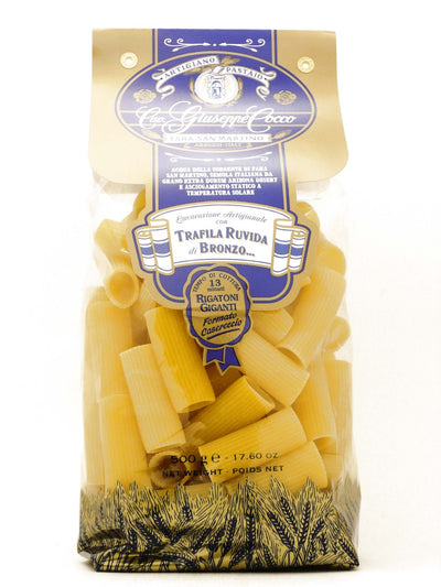 Pacco di Rigatoni Giganti Pastificio Artigiano Cav. Giuseppe Cocco da 500 g